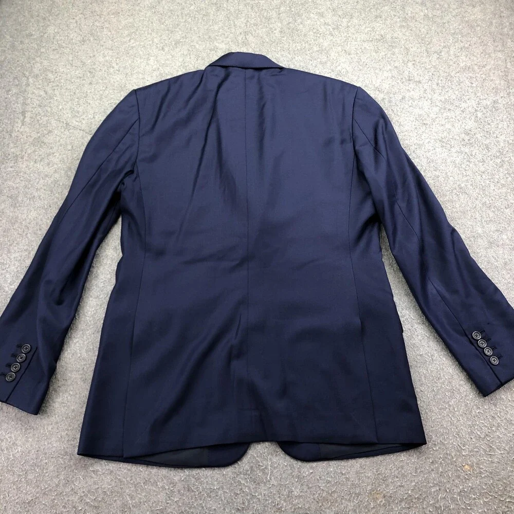 Marzoni Suit Jacket Mens 38 Blue Wool Solid 2 Button Italy Business Formal